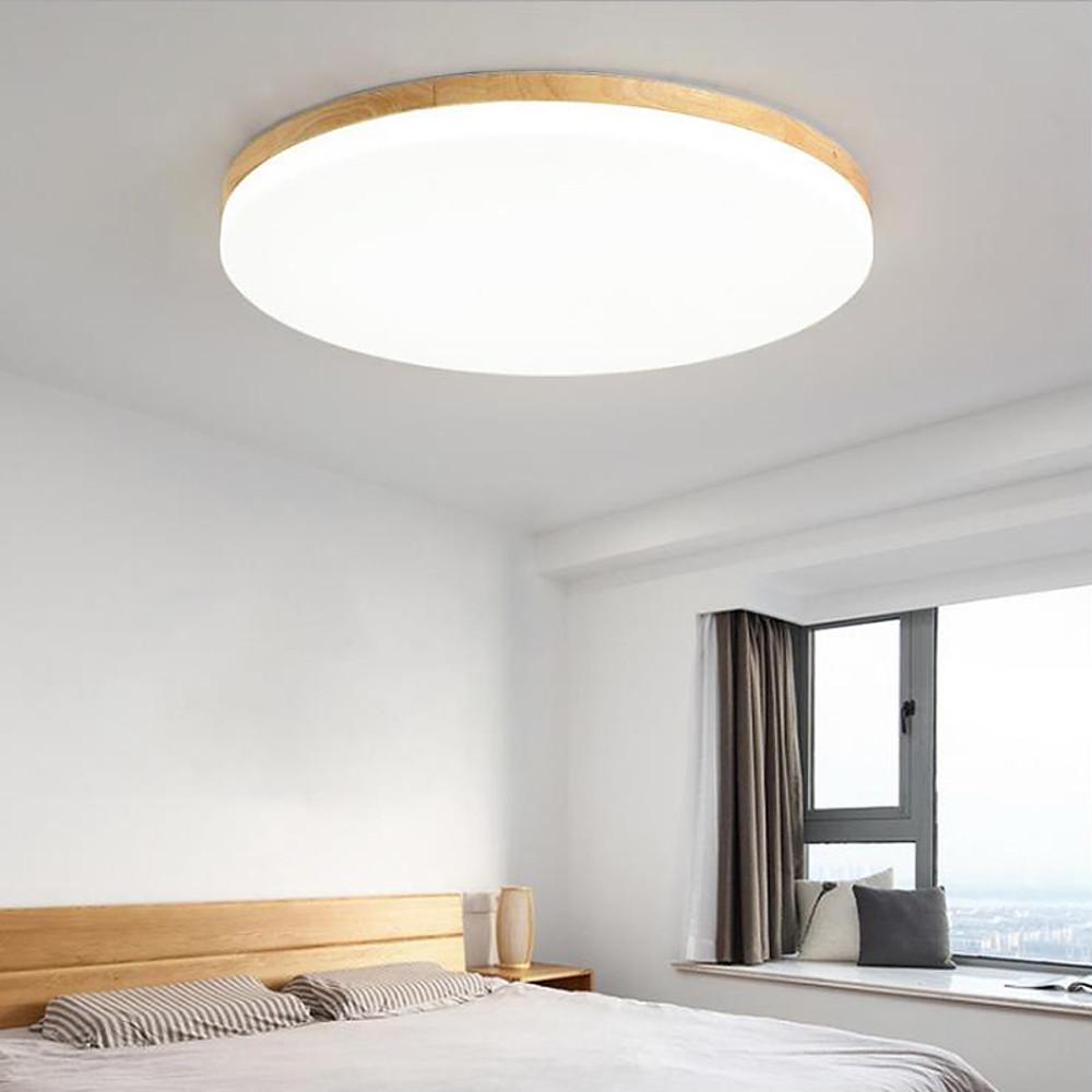 Minimalist Wood Flush Mount Ceiling Light with LED