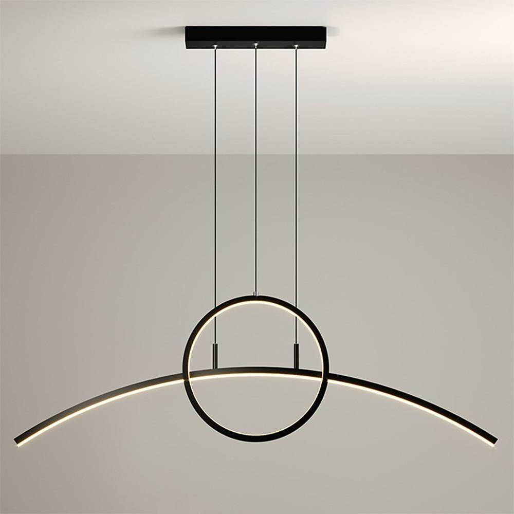 Modern Curved Circle Pendant Light Metal & PVC LED Dining Kitchen