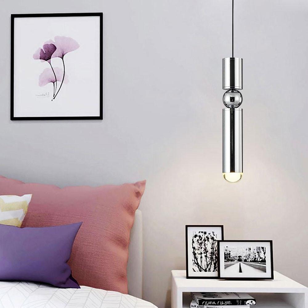 Elongated Cylindrical Metal LED Pendant Light - Modern Industrial