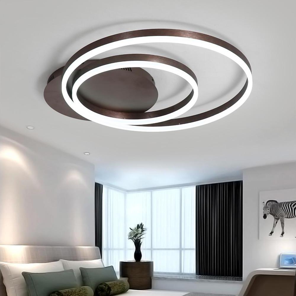 Modern Geometric Flush Mount LED Ceiling Light with Dimmable Remote