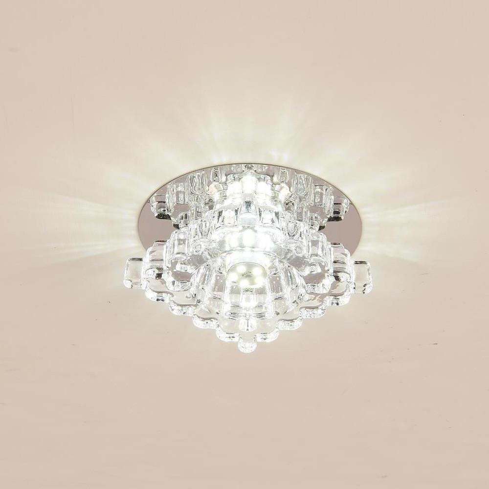 Geometric Crystal Flush Mount Ceiling Light Modern Metal Fixture