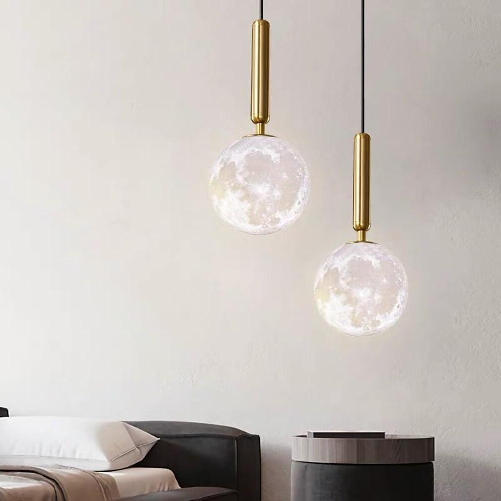 Moon Globe Pendant Light Modern Acrylic Metal Ceiling Fixture