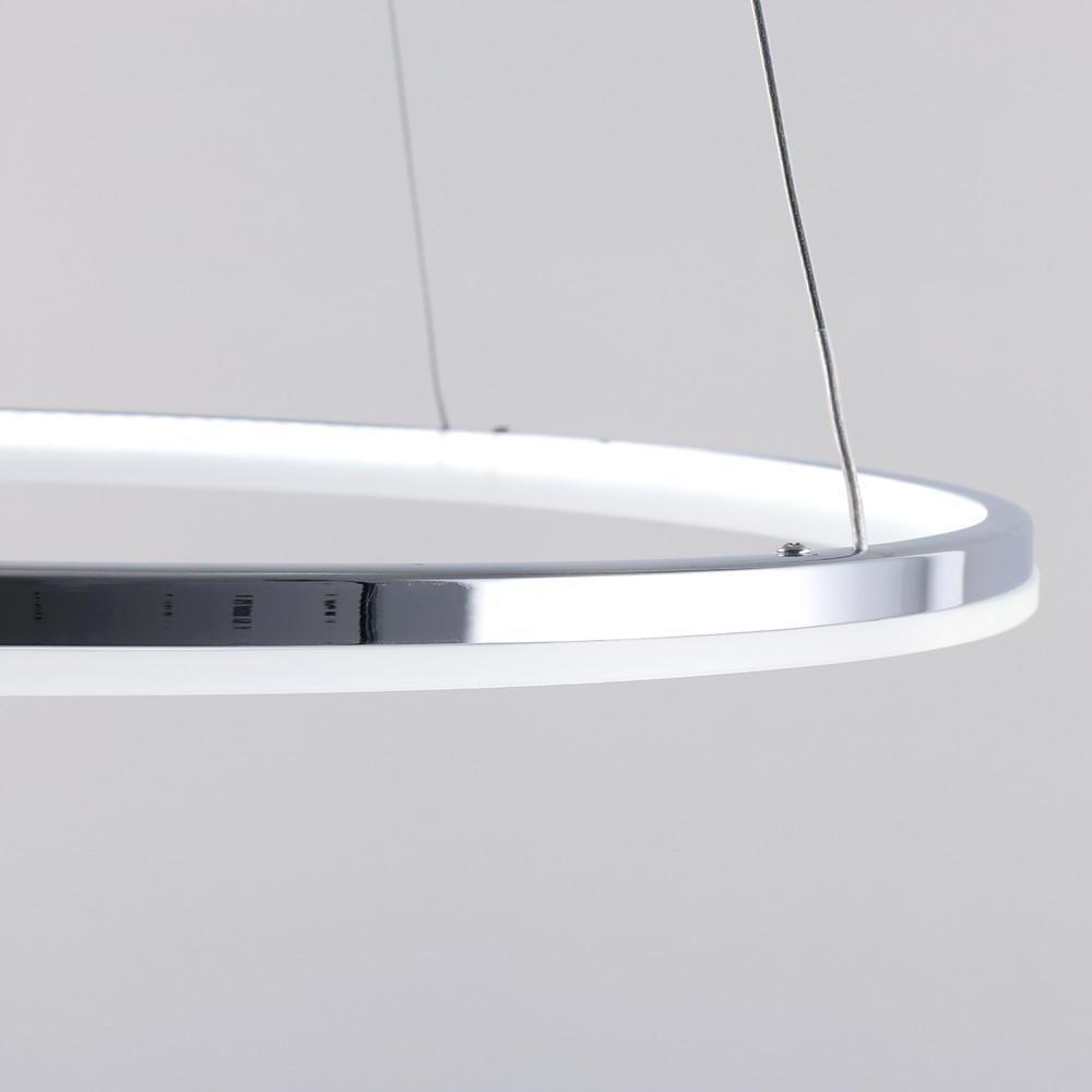 Modern LED Circular Pendant Light with Remote Control - Brushed Nickel