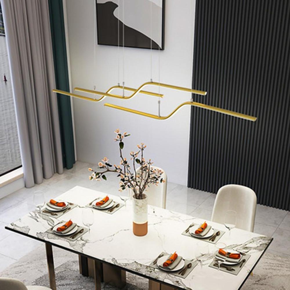 Linear Curved Modern LED Chandelier Dining Room Pendant Light