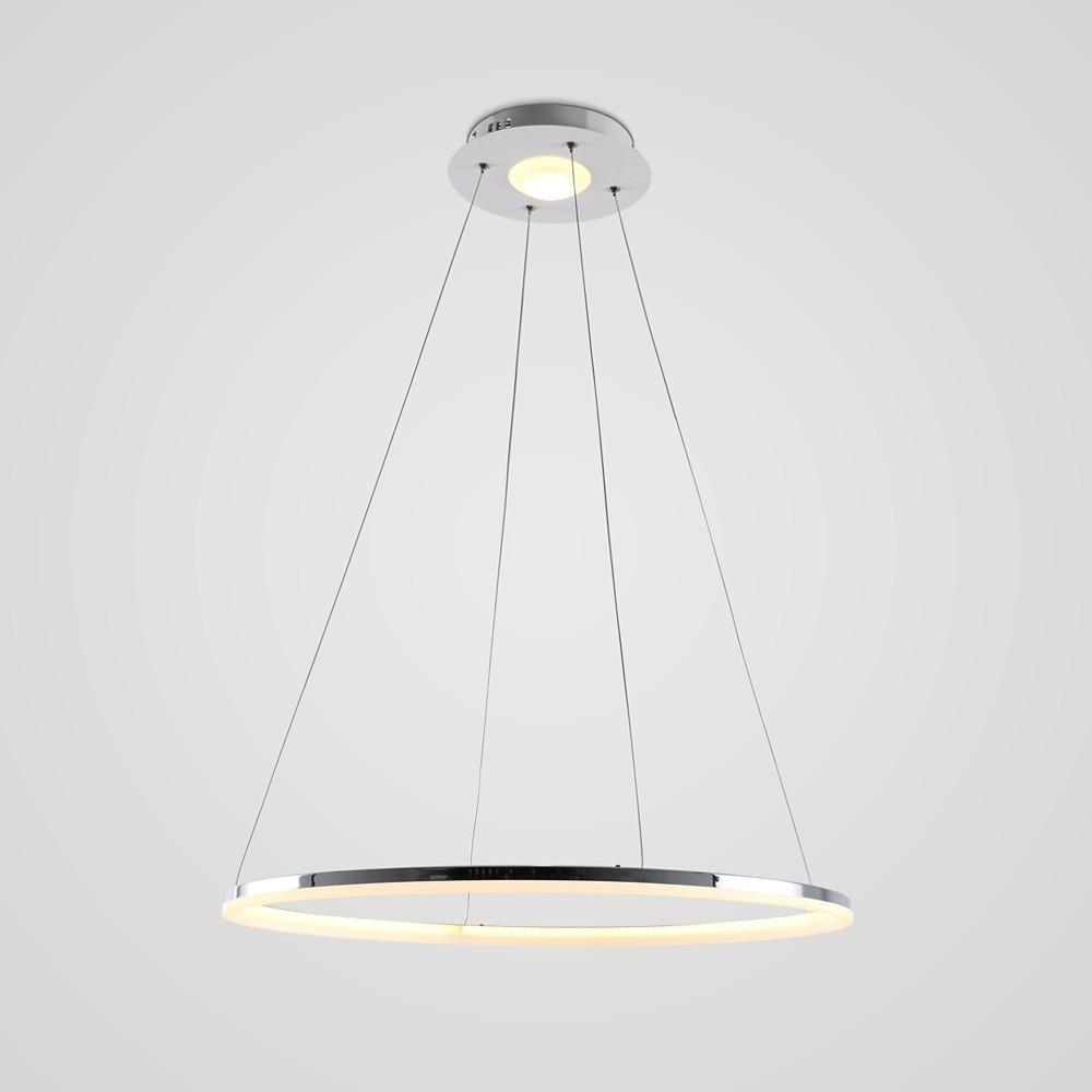 Modern LED Circular Pendant Light with Remote Control - Brushed Nickel