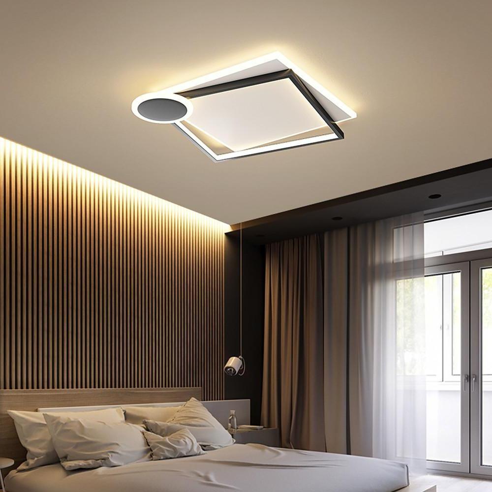 Modern Geometric LED Flush Mount Ceiling Light – Metal & Acrylic
