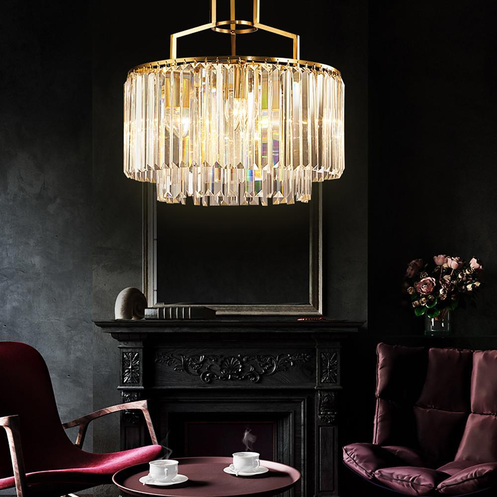 Crystal Nordic Chandelier with Copper Frame and LED Lighting