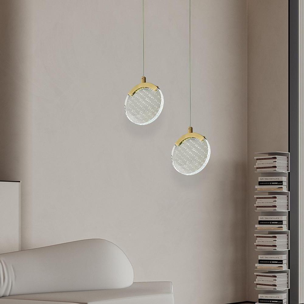 Nordic Circular Acrylic Copper LED Pendant Light
