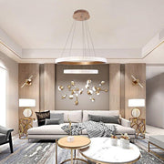Modern Circle LED Chandelier Aluminum Acrylic Dining Room Light