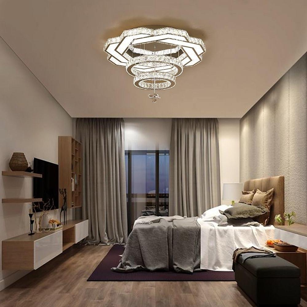 Crystal LED Flush Mount Ceiling Light - Vintage Tiered Design