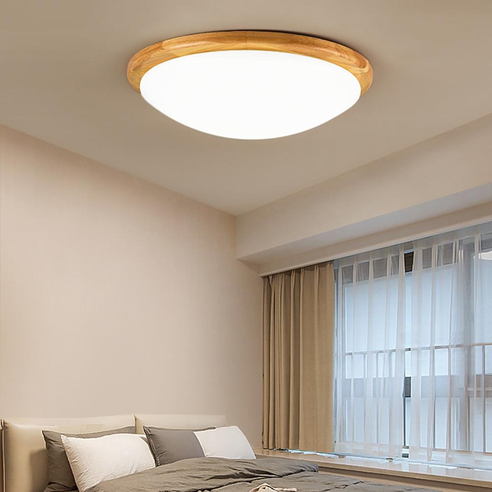 14'' Dimmable Wood Flush Mount Light Nordic LED Ceiling Lamp
