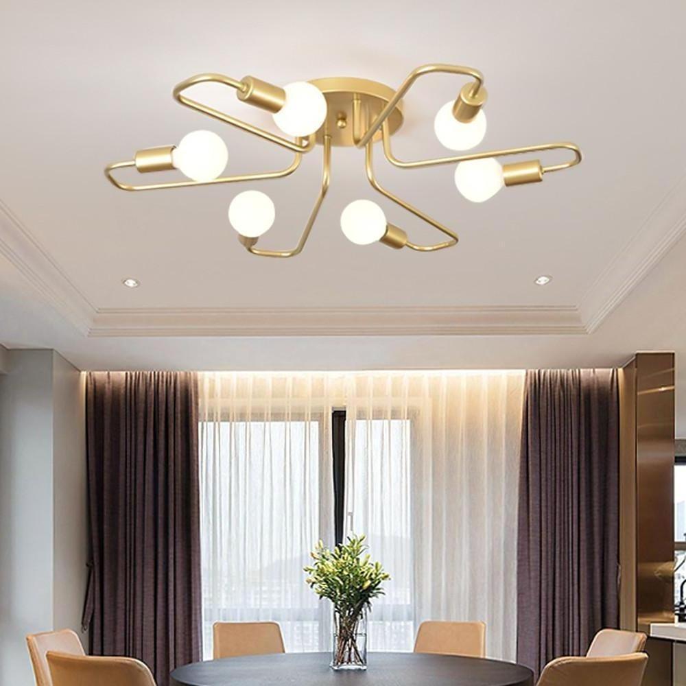 6-Light Flush Mount Ceiling Light - Modern Metal Flower Design