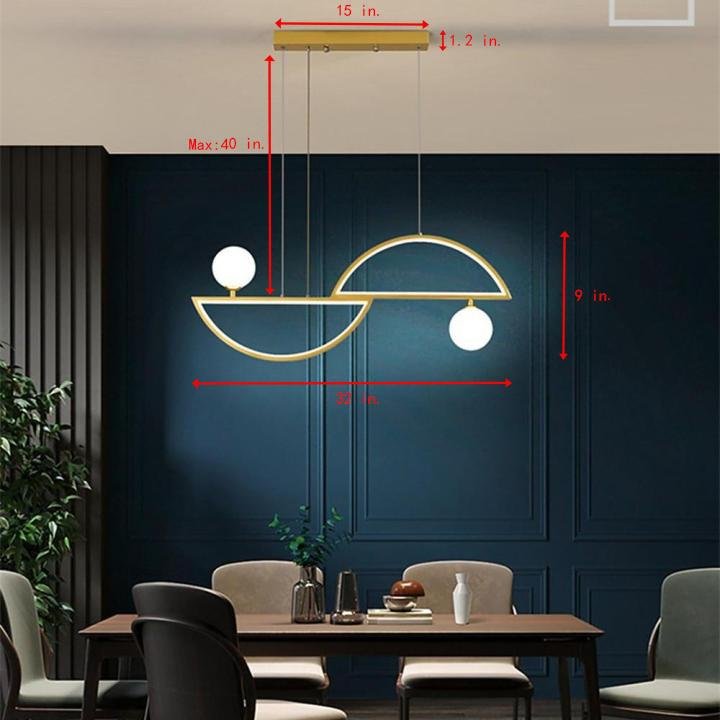 Modern Double Globe Glass Pendant Light - Dimmable LED (Black/Gold)