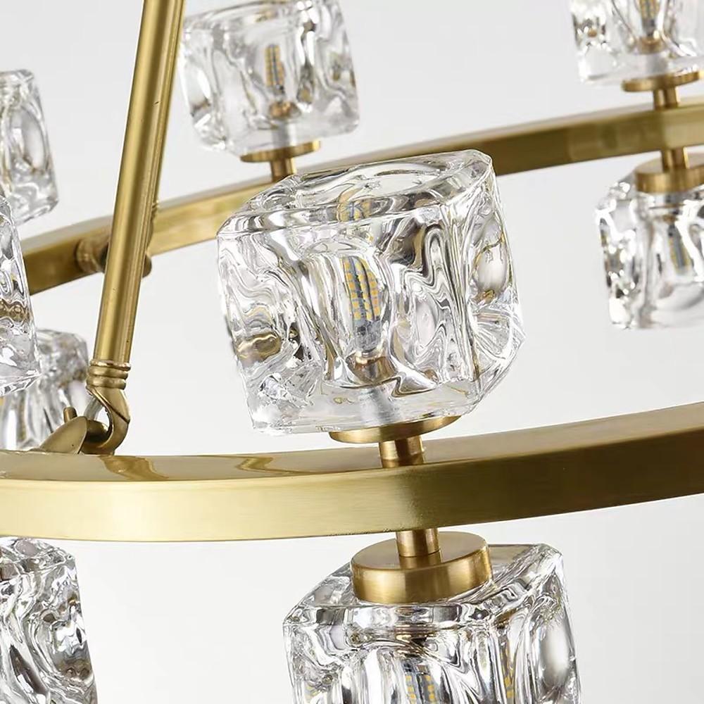 Crystal Spotlight Chandelier with Gold Brass Finish & LED Lights