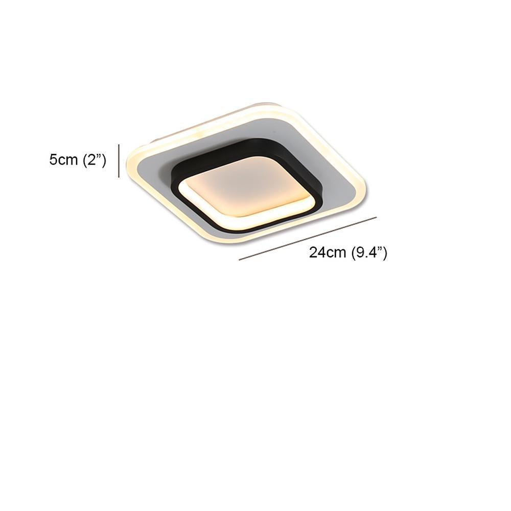 Modern Double Square Flush Mount LED Ceiling Light Black White