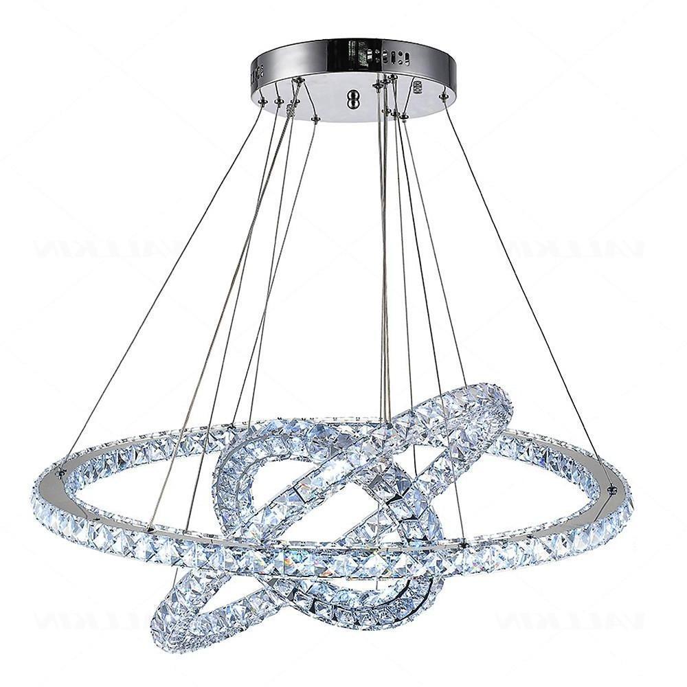 Modern Gold Crystal Chandelier with 3 Concentric LED Rings
