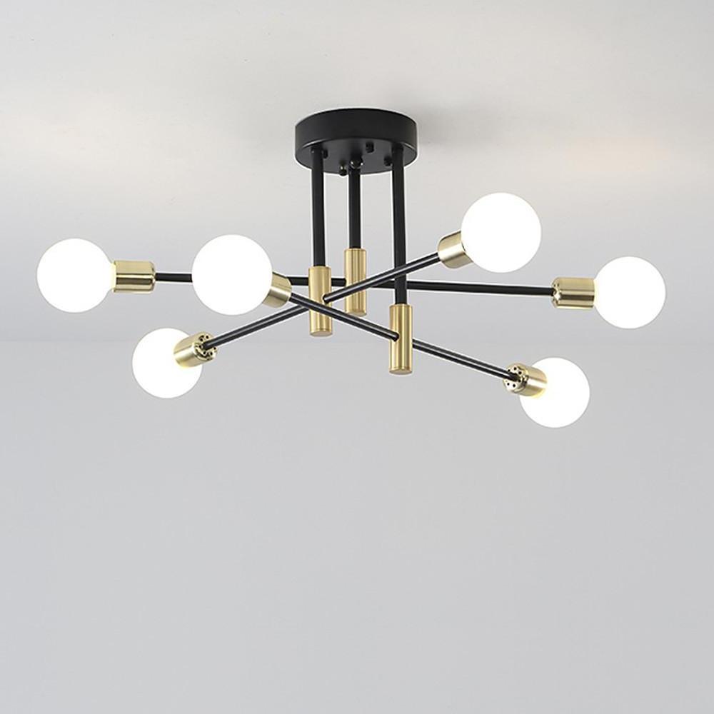 6-Light Sputnik Semi-Flush Mount Ceiling Light with Glass Shades