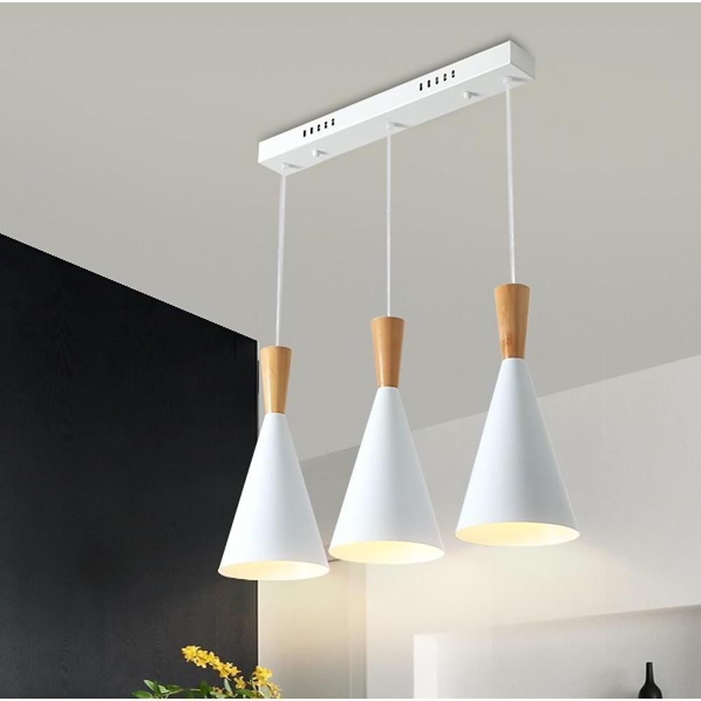 Modern White Metal Cone Pendant Light - 3-Tier Cluster Design