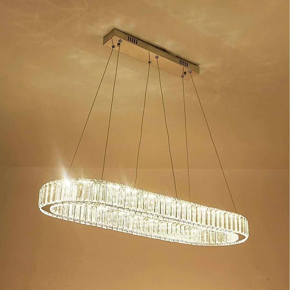 Oval Crystal Chandelier with Chrome & Gold Finish LED Pendant