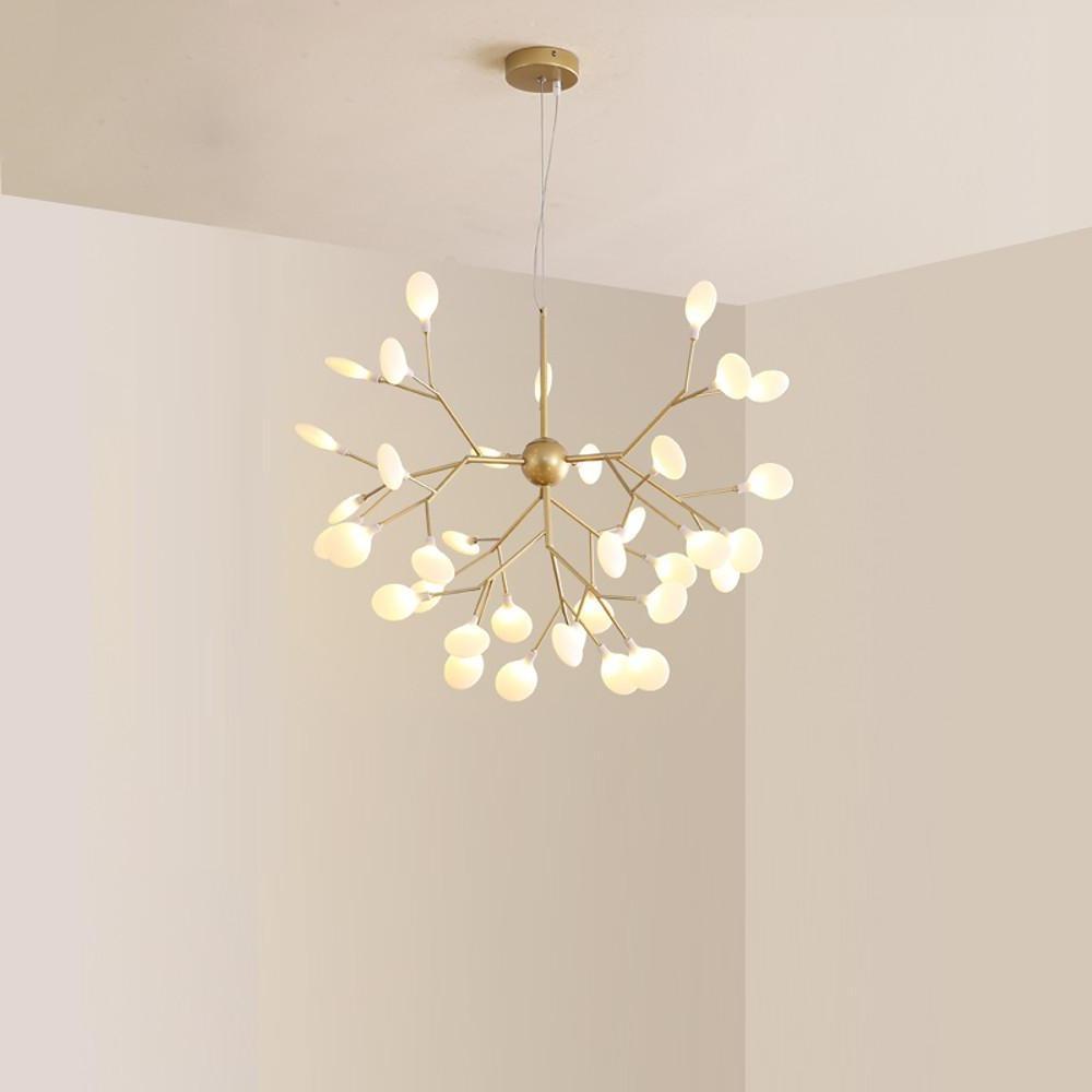 36-Light Sputnik Chandelier - Modern Gold & White Acrylic Design