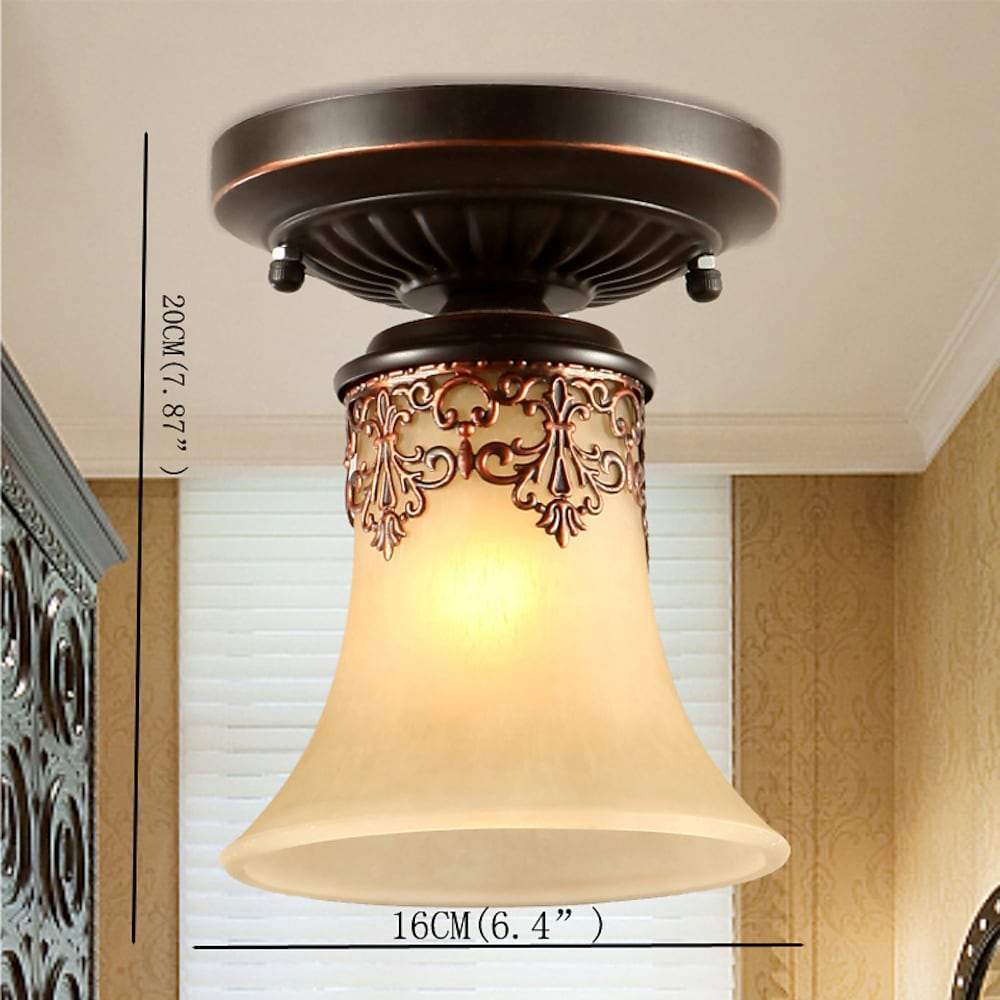 5-Light Vintage Chandelier with Glass Shades and Bronze Finish