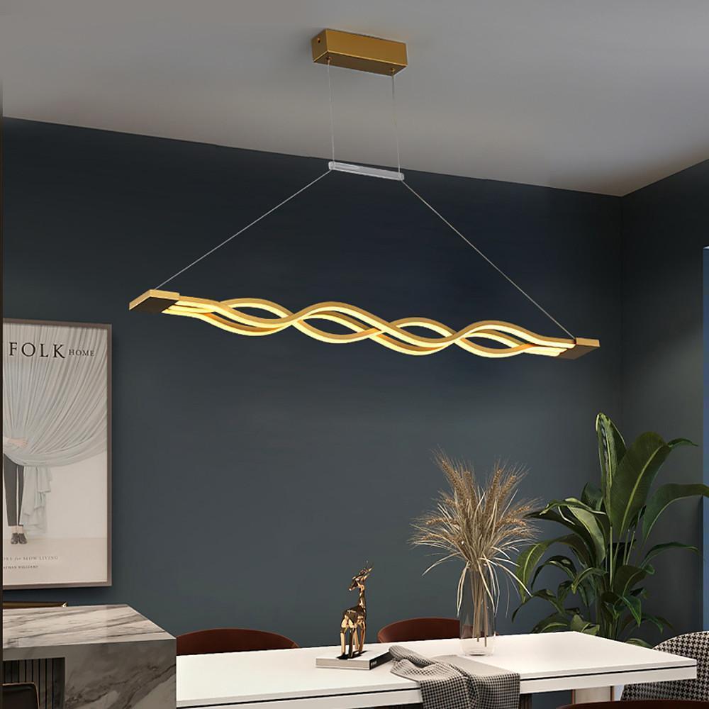 Modern Wave LED Pendant Light 39'' Aluminum Dining Chandelier