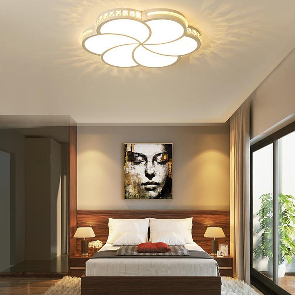 Geometric Flower Flush Mount Ceiling Light Dimmable Metal Acrylic 36W