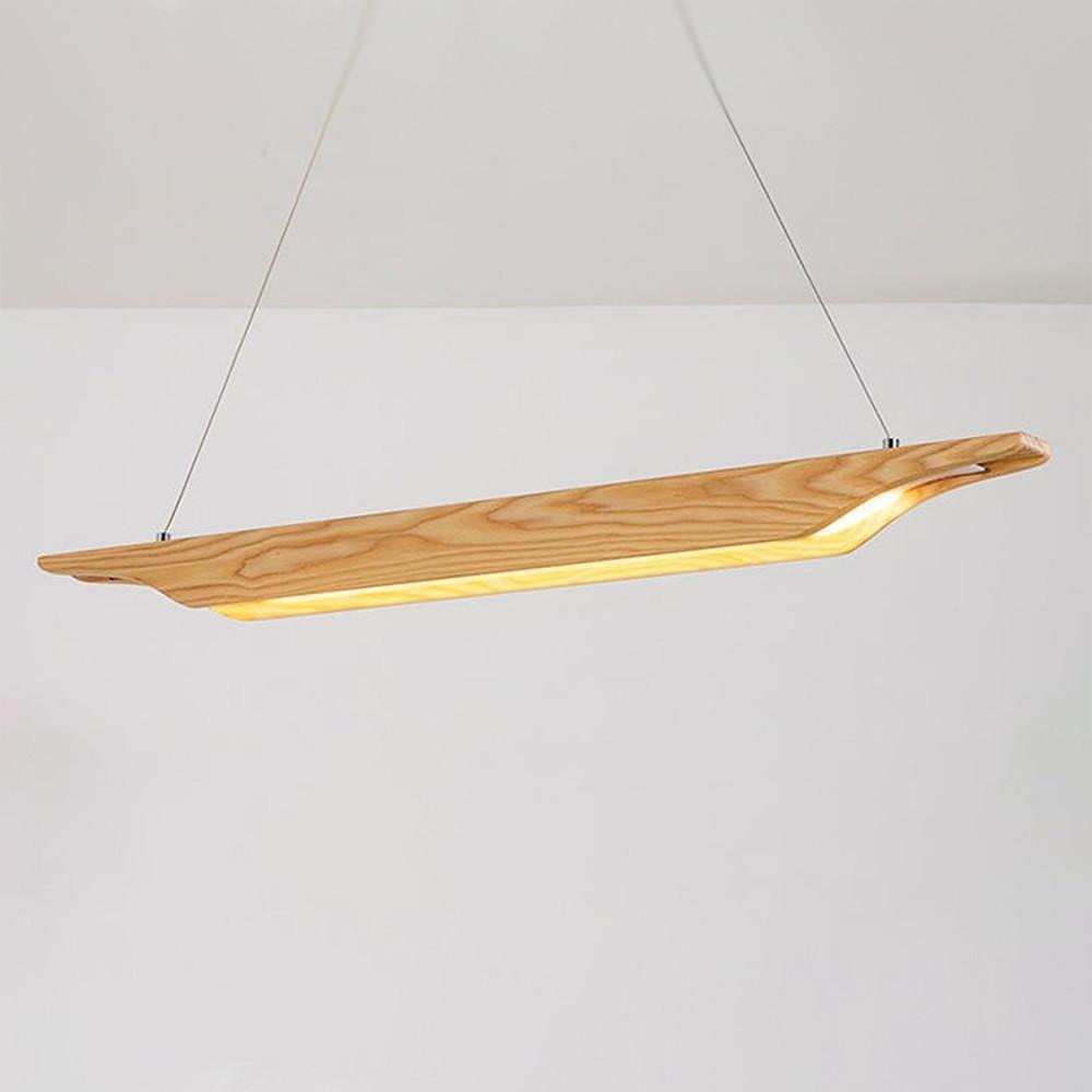 Modern Rustic Wood LED Pendant Light with Adjustable Cord