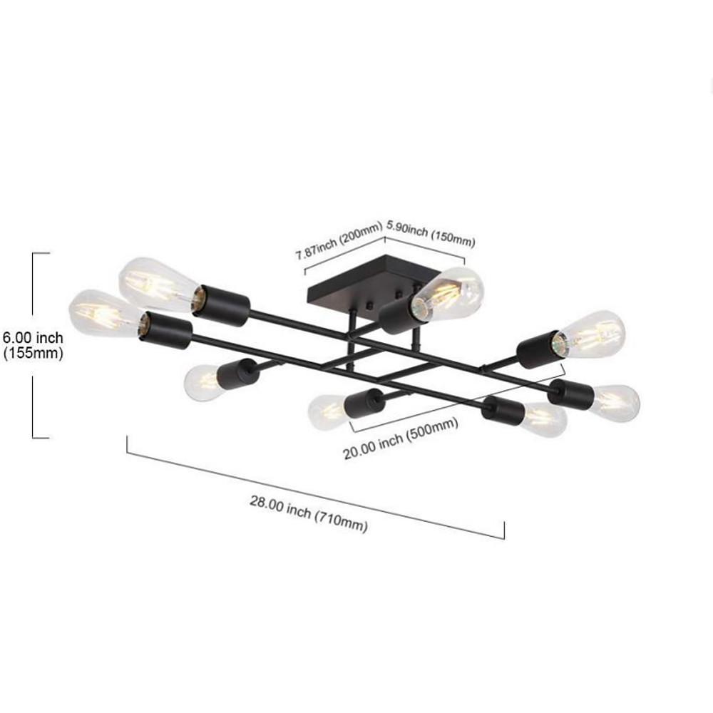 8-Light Vintage Semi Flush Mount Ceiling Light | Antique Brass