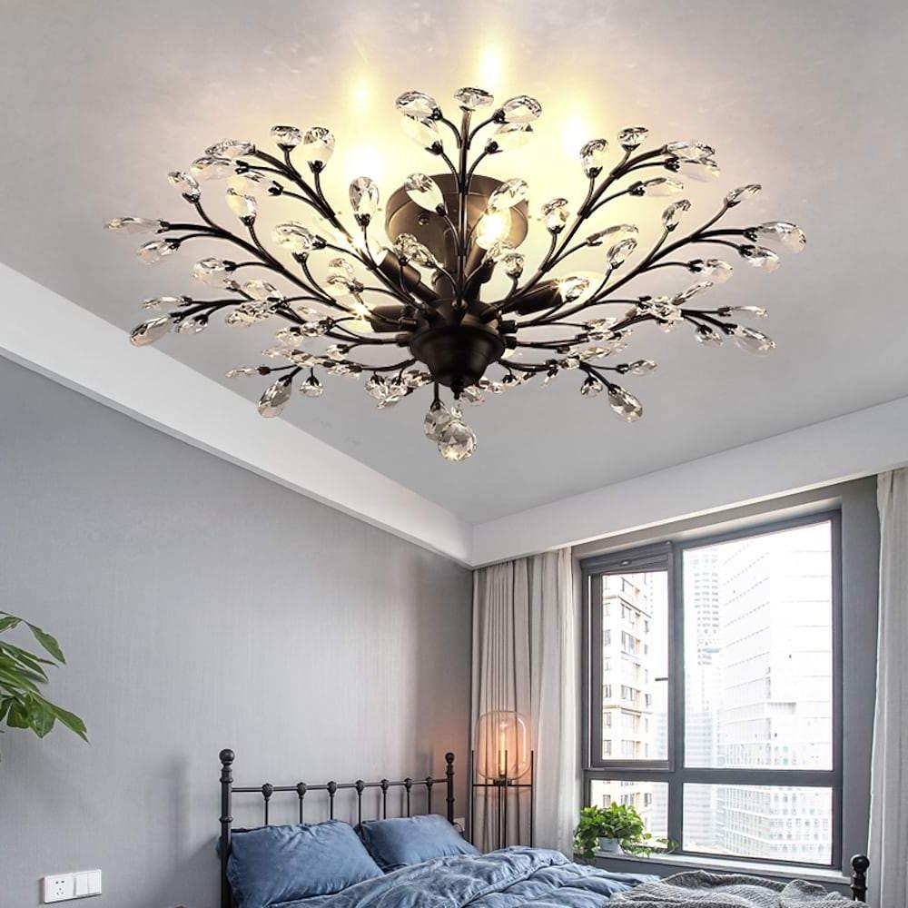 Crystal Flower Chandelier - Modern Ambient Lighting for Living Room