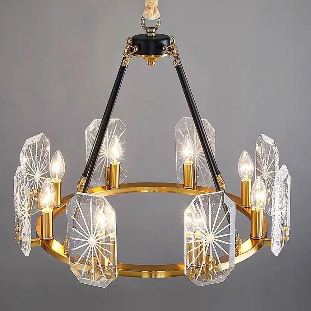 Crystal Wagon Wheel Chandelier - Gold Finish - 8 or 10 Lights