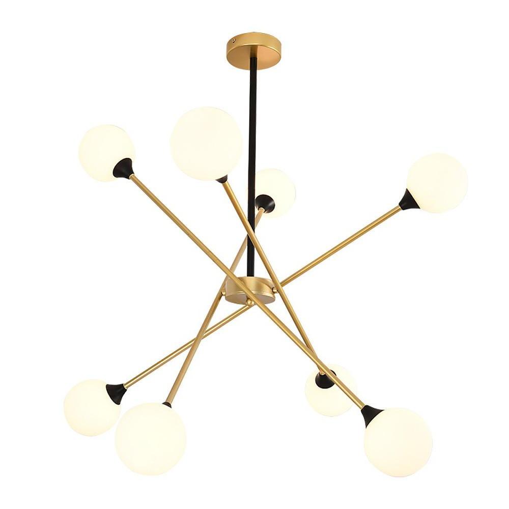 Modern Glass Sputnik Chandelier with Metal Frame