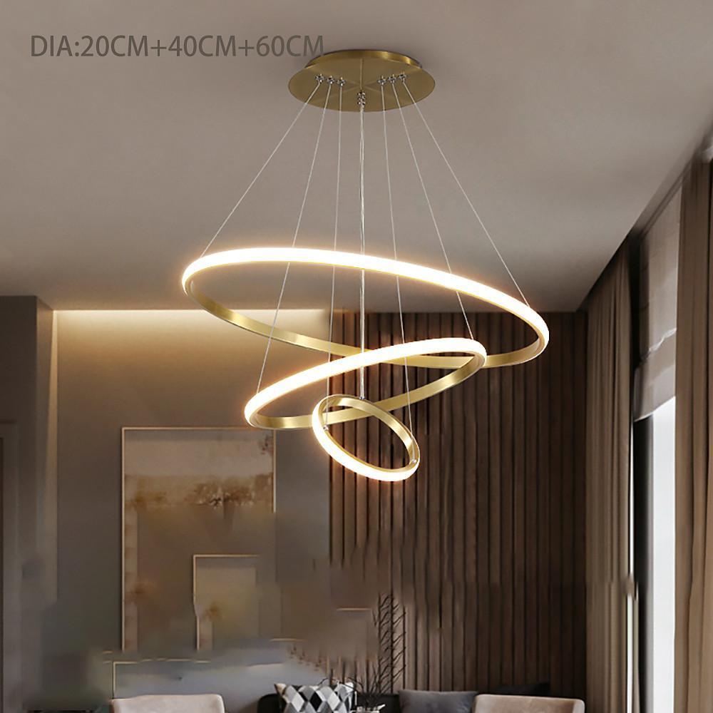 Modern Multi-Ring LED Pendant Light - Aluminum & Acrylic Chandelier