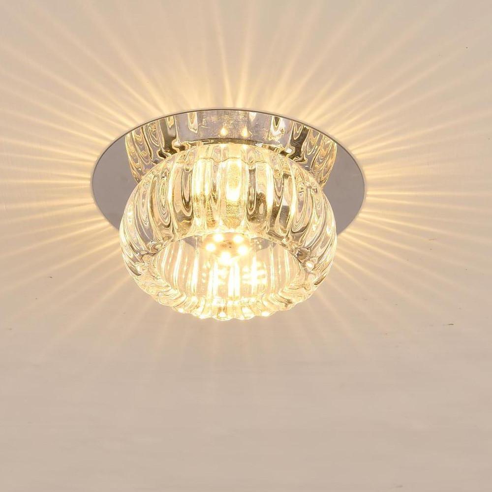 Geometric Crystal Flush Mount Ceiling Light Metal LED 4 Inch