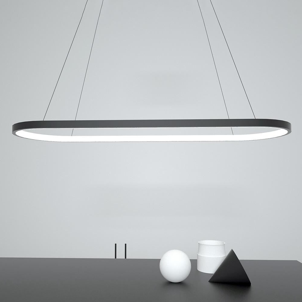 Modern Black Oval LED Pendant Light with Remote Control