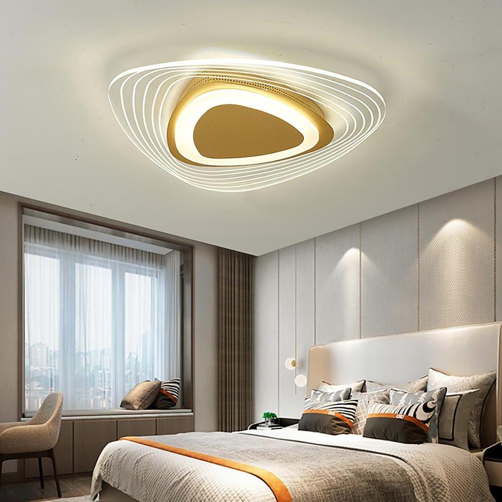 Geometric LED Semi-Flush Mount Ceiling Light Gold Metal Acrylic