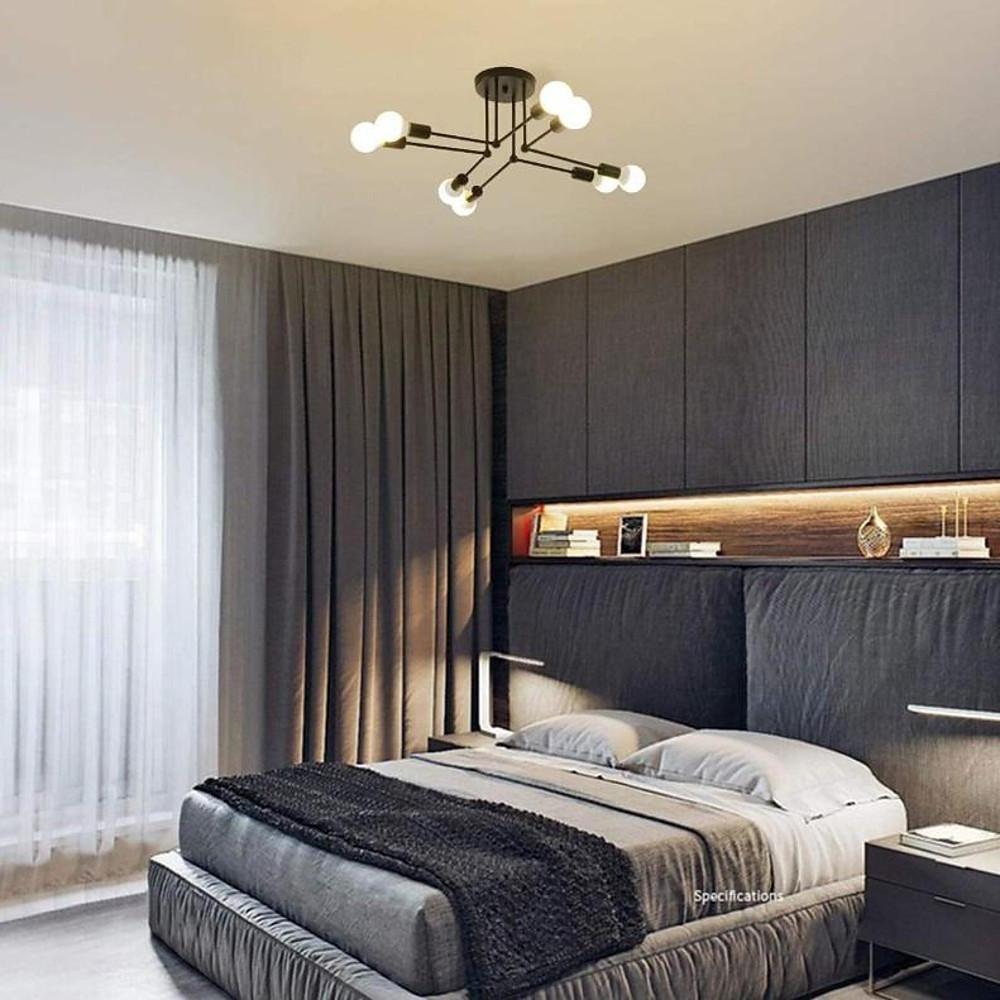 8-Light Modern Sputnik Semi Flush Metal Chandelier