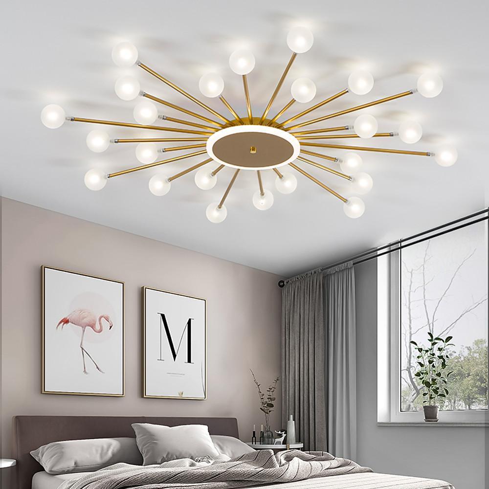 24-Light Glass Metal Nordic Pendant Chandelier - Branch Design