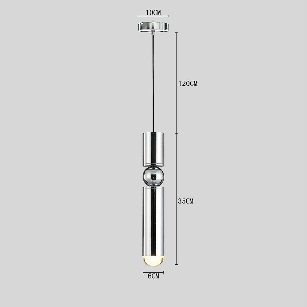 Elongated Cylindrical Metal LED Pendant Light - Modern Industrial