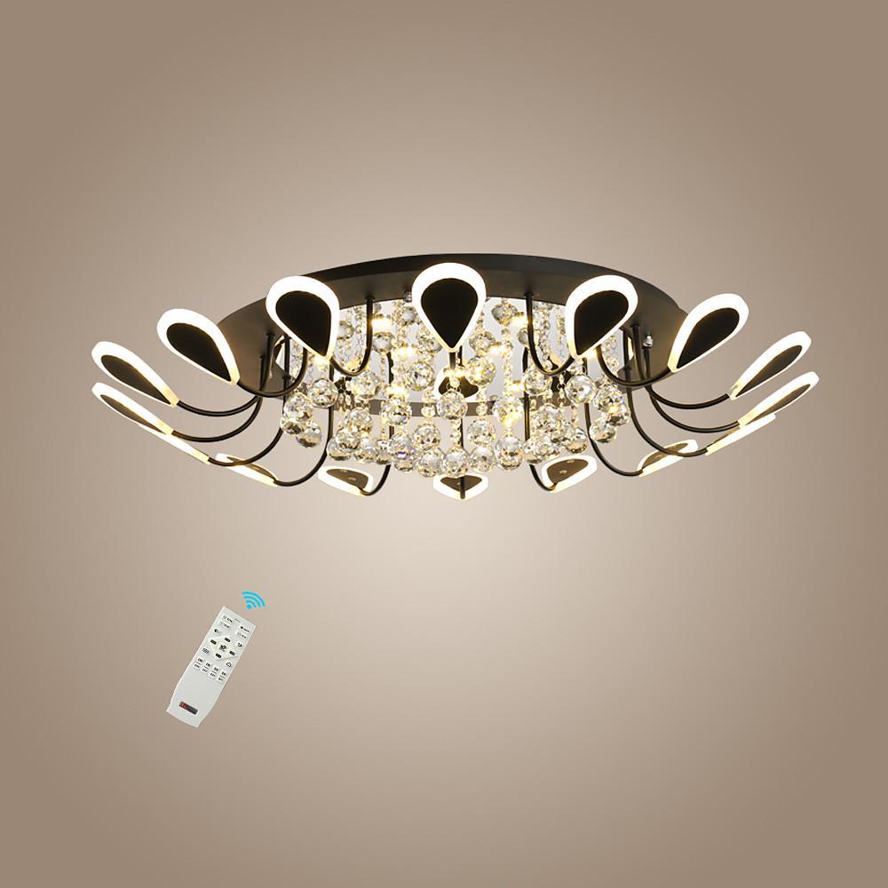 Flower Shaped Crystal Flush Mount LED Ceiling Light - Dimmable