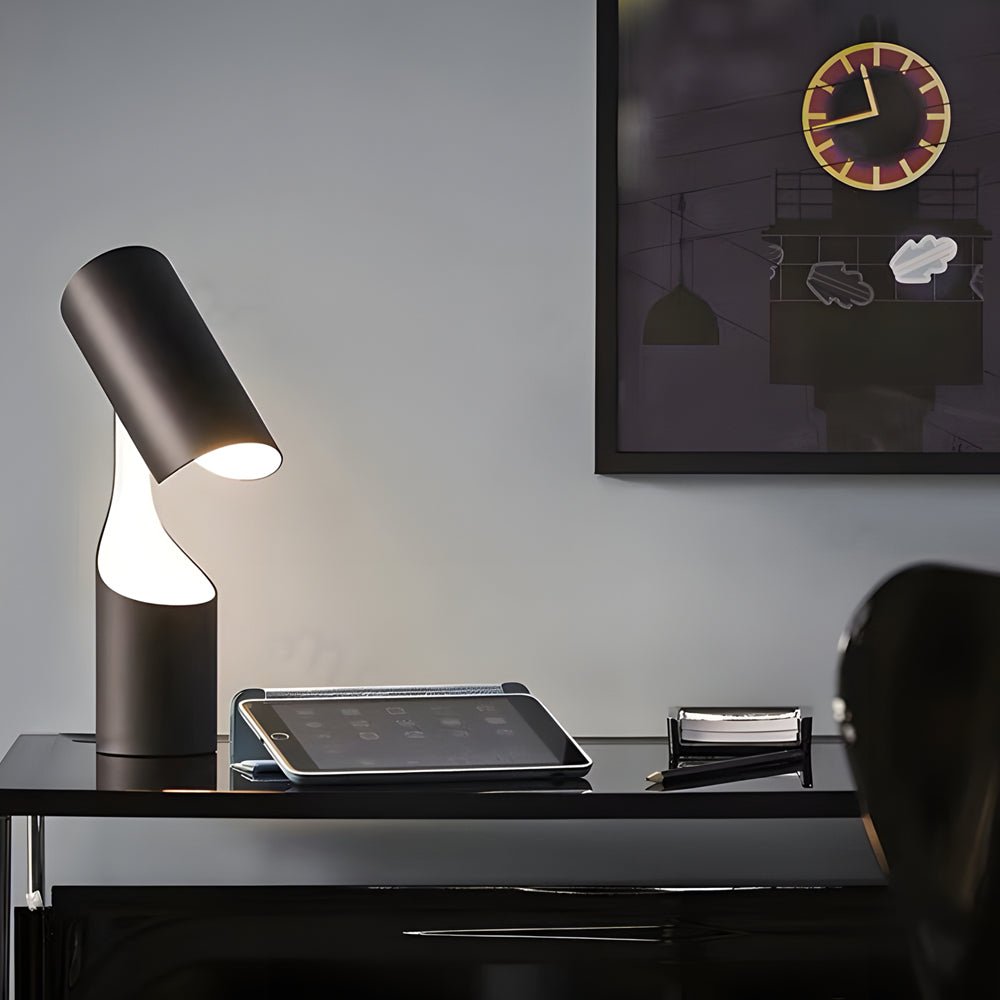 Modern Black Adjustable LED Desk Lamp with Cylinder Design