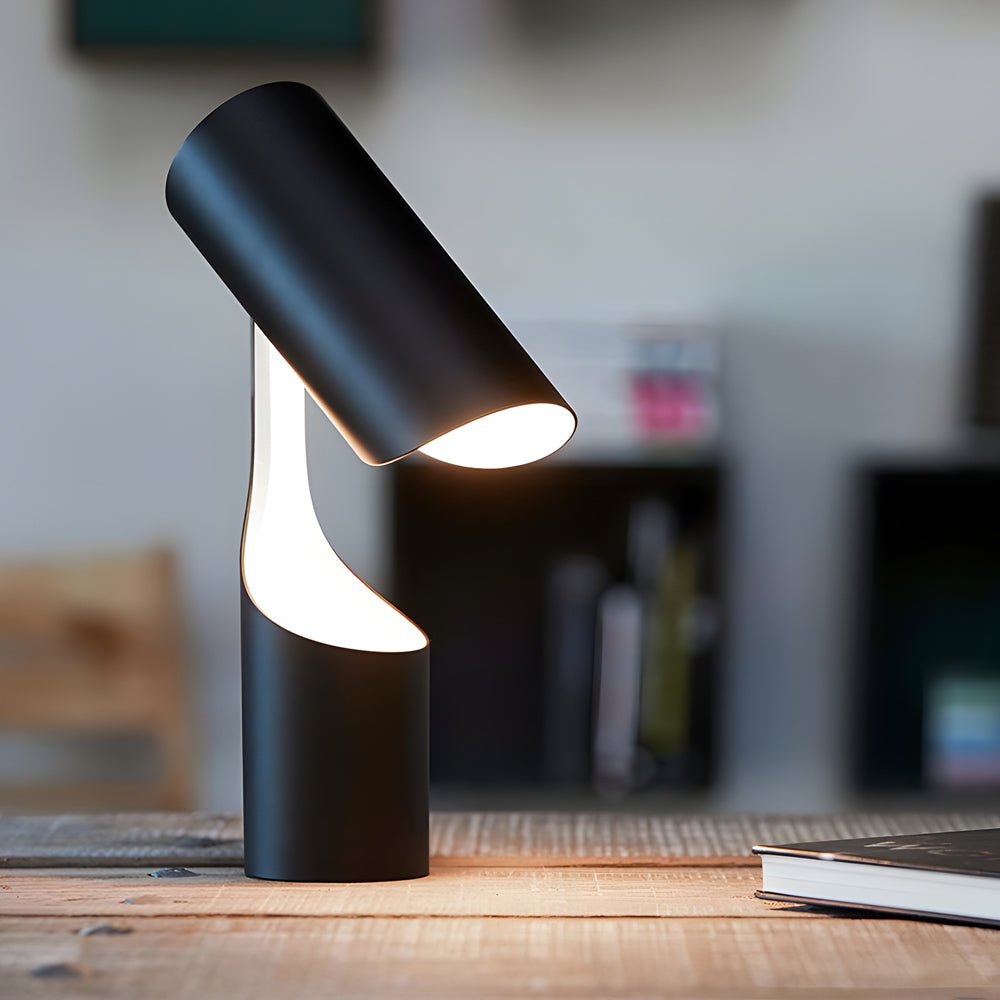 Modern Black Adjustable LED Desk Lamp with Cylinder Design
