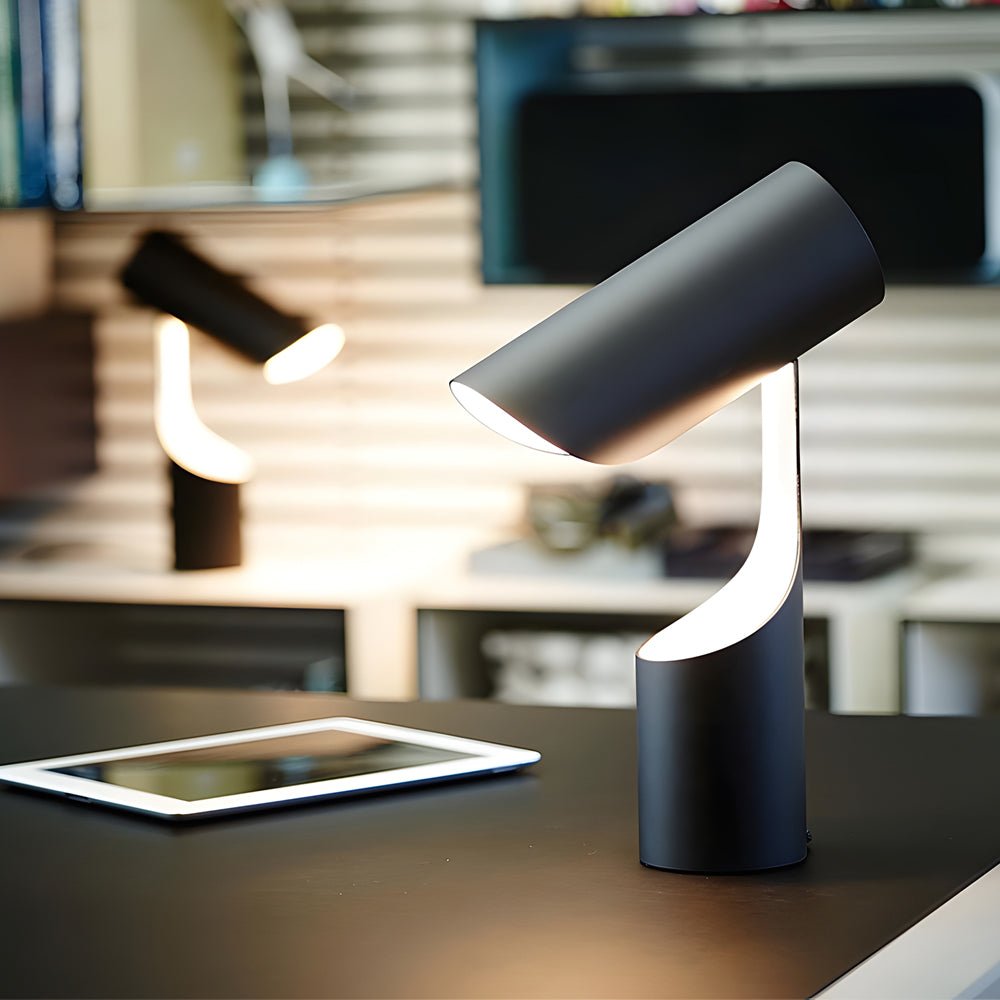 Modern Black Adjustable LED Desk Lamp with Cylinder Design