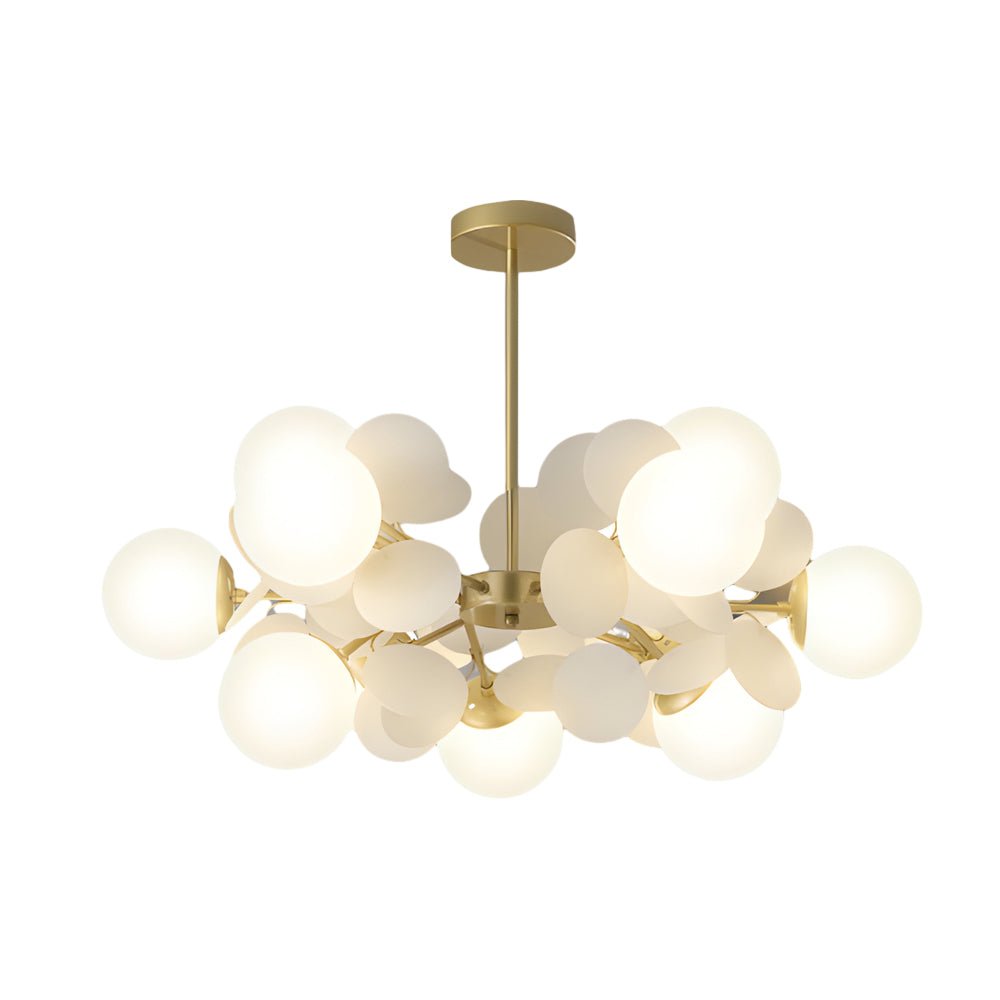 Modern Floral Branch Chandelier with Glass Shades & Metal Frame