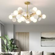 Modern Floral Branch Chandelier with Glass Shades & Metal Frame