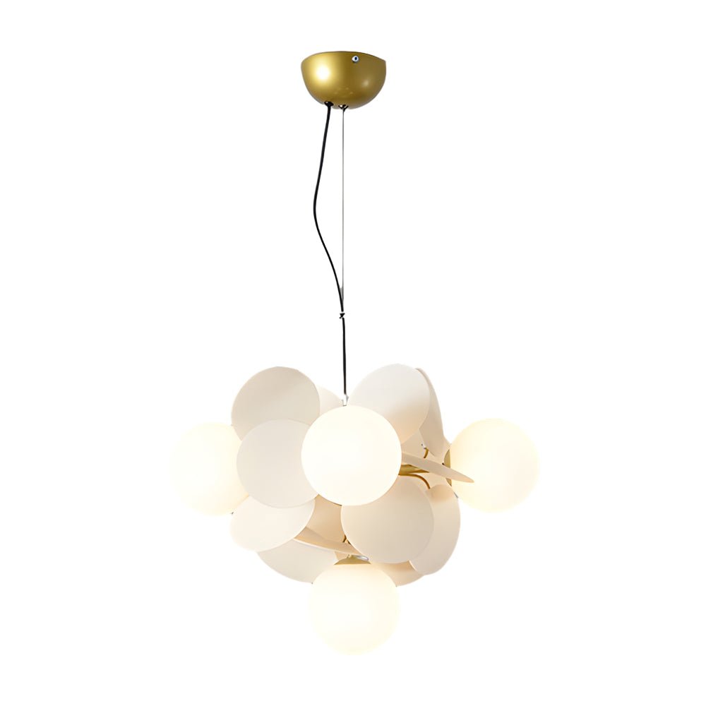 Modern Floral Branch Chandelier with Glass Shades & Metal Frame
