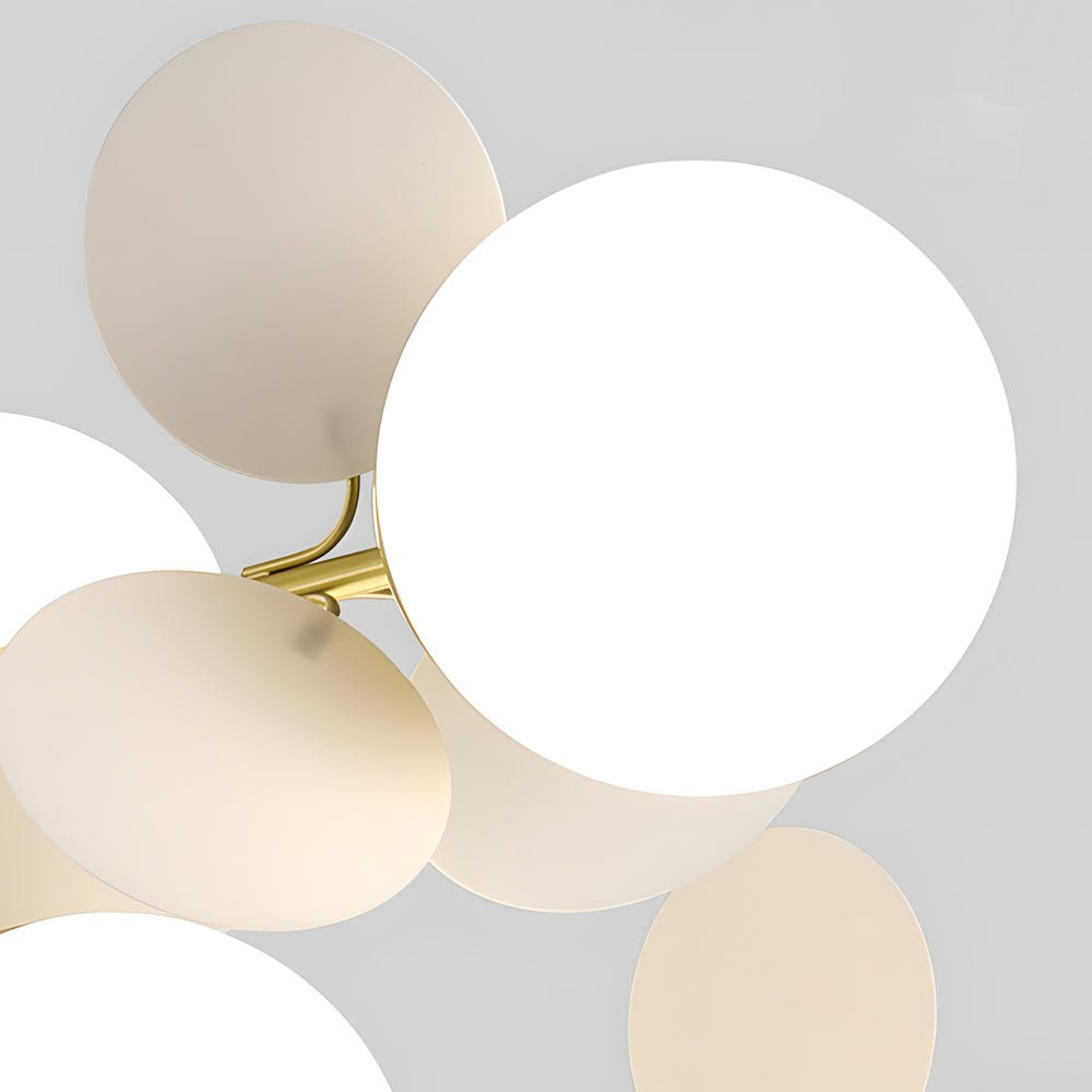 Modern Floral Branch Chandelier with Glass Shades & Metal Frame