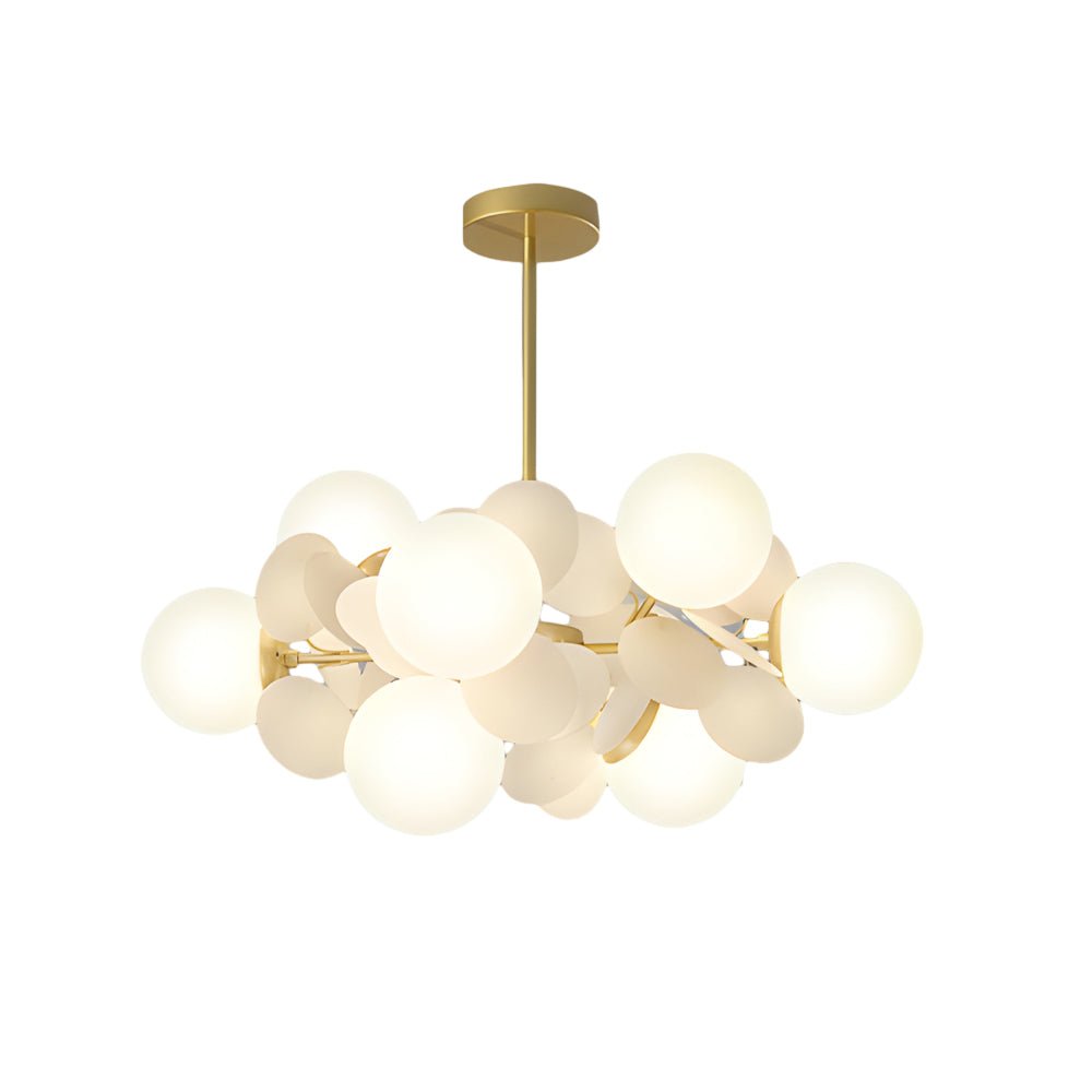 Modern Floral Branch Chandelier with Glass Shades & Metal Frame