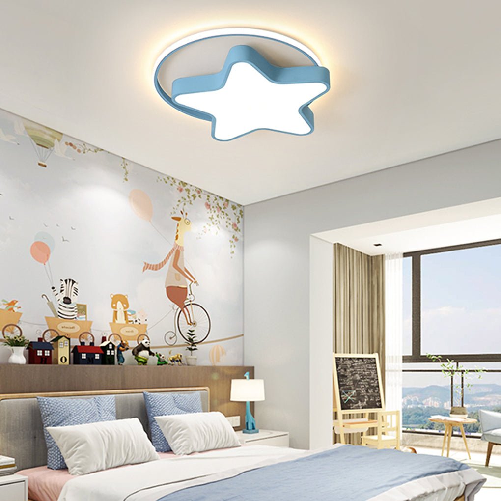 Star-Shaped LED Ceiling Light with Three Color Dimming for Kids Room