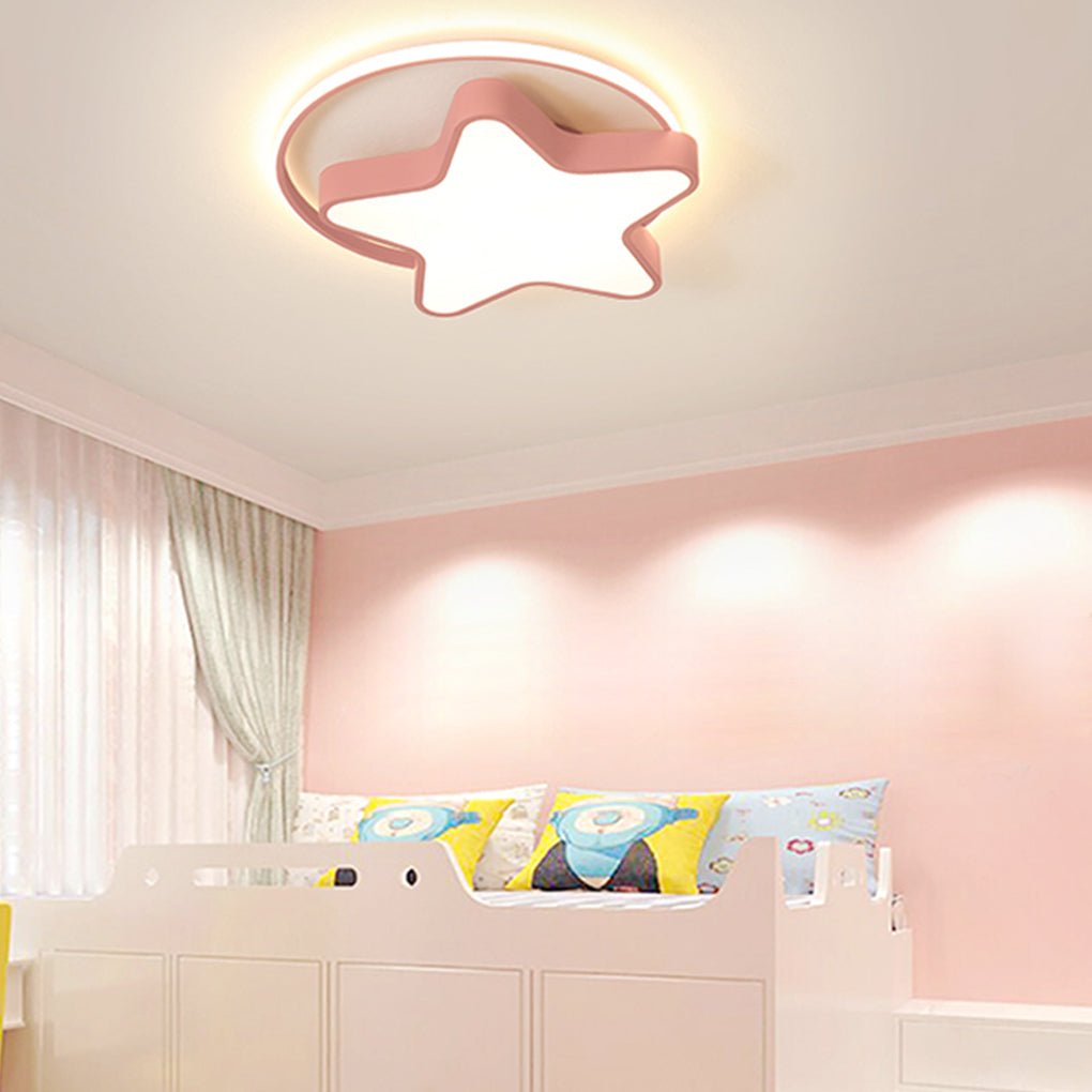 Star-Shaped LED Ceiling Light with Three Color Dimming for Kids Room